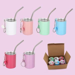 New Design Stainless Steel Blank Sublimation 3oz Mini Tumbler Shot Glasses with Lid and <b>Straw</b> - Product Image 4