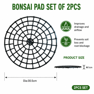 Accesorios para Bonsái de Interior y Exterior, Juego de 2 Mallas de Drenaje Redondas Resistentes para Bonsái - Product Image 2