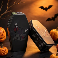 Caja de Metal para Dulces con Forma de Ataúd de Halloween, Decoración Navideña, Envase para Regalos, Dulces y Chocolates