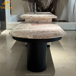 Apertura moderna <span class=keywords><strong>cucina</strong></span> <span class=keywords><strong>isola</strong></span> con armadi di stoccaggio a metà forma ovale tavolo da pranzo tutto Design <span class=keywords><strong>isola</strong></span> con lavandino e rubinetto - Product Image 5