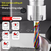 2 Flute Solid Carbide Ball Nose End Mill, Pemotong Penggilingan Eksternal R dengan Lapisan Pelangi untuk Pemesinan CNC Paduan Aluminium.