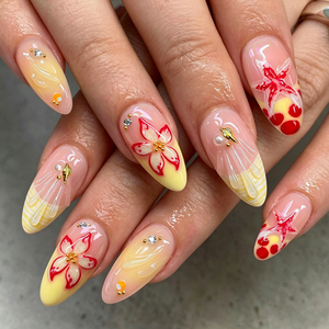 10 pièces/boîte XS/S/M Faux <span class=keywords><strong>ongles</strong></span> peints rose nude dégradé floral avec décorations <span class=keywords><strong>pour</strong></span> fête, <span class=keywords><strong>mariage</strong></span>, usage quotidien, <span class=keywords><strong>ongles</strong></span> à presser - Product Image 5