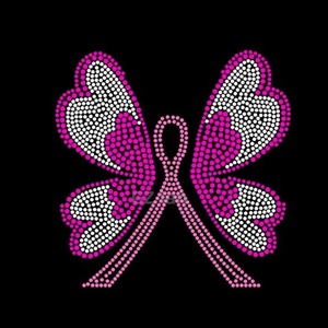 Ruban rose personnalisé strass transferts Hotfix femmes <span class=keywords><strong>Cancer</strong></span> du sein Motif cristal strass fer sur pour chemise - Product Image 2
