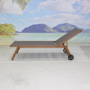 Tumbona de <span class=keywords><strong>Aluminio</strong></span> <span class=keywords><strong>con</strong></span> <span class=keywords><strong>Ruedas</strong></span> y Malla de Tela para Exteriores, de Alta Calidad, para Piscinas de Hoteles - Product Image 4