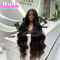 Perruques de cheveux humains indiens bruts 13x4 avec dentelle transparente, franges, ondulations naturelles, perruques frontales HD complètes pour femmes noires