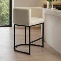 Chaises de bar hautes de comptoir en gros, 26 pouces, tabourets de bar minimalistes beiges avec dossier pour cuisine