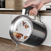 1.3L Pot Penyaring Minyak Stainless Steel Modern, Saringan Minyak Logam Multifungsi dengan Tutup, Wadah Penyimpanan Makanan Dapur, Pengawet Kesegaran