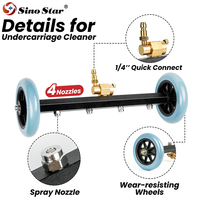 Kit d'outils de balai de route en acier inoxydable pour nettoyeur de châssis de dessous de caisse à 4 buses haute pression
