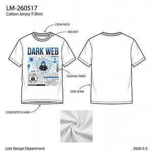 เสื้อยืดแขนสั้นพิมพ์ลายกราฟิกทรงปกติสำหรับผู้ชาย OEM ODM สีขาว ลาย Dark Web Cyber Security Tech ผ้าฝ้ายลำลอง - Product Image 6