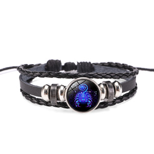 Bracelet lumineux en cuir tressé <span class=keywords><strong>Horoscope</strong></span>, bijoux qui brillent dans le noir, astrologie chinoise, 12 signes <span class=keywords><strong>du</strong></span> zodiaque - Product Image 2