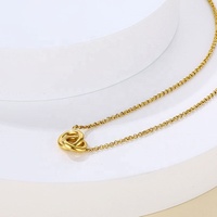 Collier double cercle géométrique entrelacé en acier inoxydable plaqué or 18 carats PVD pour femme, vente en gros MICCI