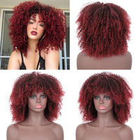 Perruque Afro Kinky Curly Perruques courtes en cheveux synthétiques doux et légers Fibre résistante à la chaleur pour femmes noires