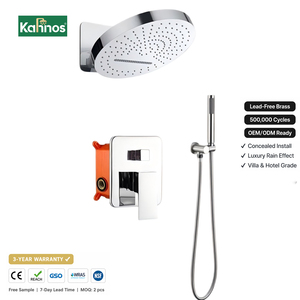 Concealed <b>Shower</b> System Dual Function Round Rain Head Waterfall Spout Polished Chrome in Wall Mounted Hand <b>Shower</b> Brass - Product Image 1