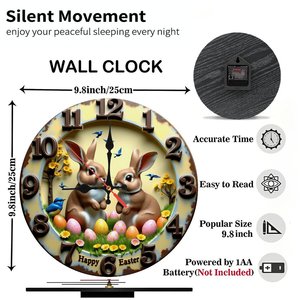 Round Wooden Wall <b>Clock</b> 25cm <b>Silent</b> Quartz Home Hotel Decoration - Product Image 3