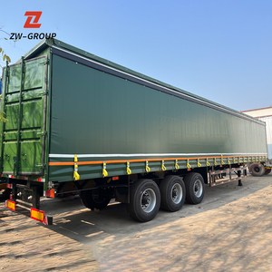 <span class=keywords><strong>Prezzo</strong></span> di fabbrica di vendita caldo 3 assi verde 40ft 45ft tenda in PVC Sider semirimorchi per camion con tenda laterale - Product Image 1