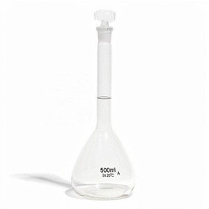 <span class=keywords><strong>Fiole</strong></span> volumétrique en verre borosilicaté 500 <span class=keywords><strong>ml</strong></span> Classe A avec bouchon en verre moulé, équipement <span class=keywords><strong>de</strong></span> laboratoire pour la chimie et la mesure scientifique - Product Image 1