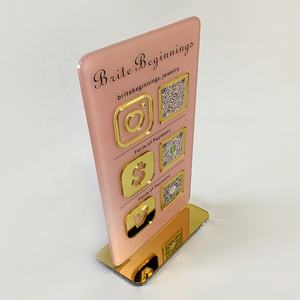 Tischplatte Logo Zeichen Spiegel Qr Code Zeichen Stand Plaque Zeichen Laser Niedlich Social Media Business Acryl 10 Karton Indoor Violet Logo - Product Image 1