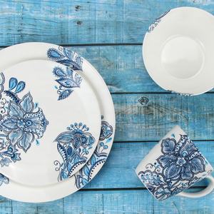 Juego de vajilla de cerámica moderno para restaurante, juego de platos coloridos con estampado personalizado, características sostenibles para uso en el hogar y la Oficina - Product Image 2