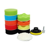 Kit de 12 tampons de polissage et de cirage en laine et éponge de 3, 4 et 5 pouces, personnalisable OEM, avec outil de manivelle pour polisseuse de voiture