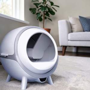 Bac à litière autonettoyant pour chat 65L, écologique, en ABS, avec surveillance intelligente via application, contrôle des odeurs et protection anti-pincement - Product Image 1