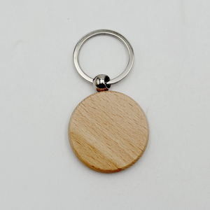 Handmade Natural round Wood Keychain DIY Private Label Wooden Keyring with Laser Engraved Logo Personalized Souvenir Gift