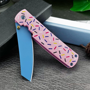 Couteau pliant coloré haute dureté pour camping, survie, fruits, usage domestique, couteau de poche portable, qualité industrielle OEM - Product Image 5