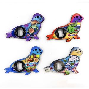 Abridor de Botellas Magnético para Cocina Florida, Diseño Único de Madera y Aleación de Zinc con Forma de Pez y Animal, Abridor de Cerveza Personalizado, Imán para Refrigerador - Product Image 1