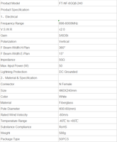 Vente directe usine – Antenne omnidirectionnelle 6 dBi 698-6000 MHz 6G avec connecteur N femelle pour station de base, répéteur de signal