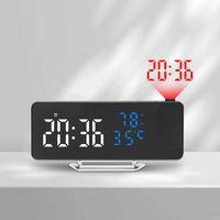 Réveil numérique électronique moderne avec projecteur LED, projection miroir, lumière nocturne murale et de plafond, gradation automatique, alimentation USB, couleur