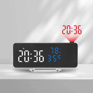 Réveil numérique électronique moderne avec projecteur LED, projection miroir, lumière nocturne murale et de <span class=keywords><strong>plafond</strong></span>, gradation automatique, alimentation USB, couleur - Product Image 3