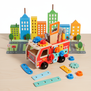 Outils de démontage Montessori, chariot en <span class=keywords><strong>bois</strong></span> sûr pour l'assemblage créatif des enfants de 5 à 7 ans - Product Image 4