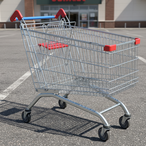 Carrito de Compras Plegable de Malla de 270L, Estilo Europeo con Ruedas de PU de 5'', Galvanizado, Duradero y Conveniente para Uso en Interiores, Tiendas Minoristas - Product Image 1