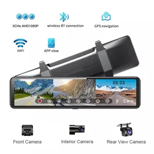 אוניברסלי 3 דרכים 12 אינץ לוח מחוונים רכב DVR אלחוטי נייד Carplay מסך תמיכה יישומי טלפון מצלמה עבור בתוך רכב