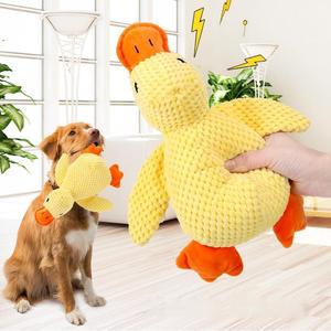 Eco Friendly Suede Duck Shape Cartoon Plush Pet Squeak Chew Toys Interactive Movement <b>Sound</b> <b>Speaker</b> for Dogs Cats New Arrivals - Product Image 1