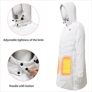 Veste d'hiver chauffante personnalisée blanche <span class=keywords><strong>pour</strong></span> <span class=keywords><strong>femme</strong></span>, <span class=keywords><strong>manteau</strong></span> long <span class=keywords><strong>chauffant</strong></span> à capuche <span class=keywords><strong>pour</strong></span> l'extérieur - Product Image 2