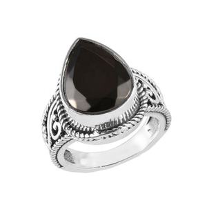 แหวนพลอยโอนิกซ์สีดำเงินสเตอร์ลิง925ดีไซน์หรูหราเครื่องประดับเงินทำด้วยมือของอินเดียแหวนเวอร์เมียล - Product Image 1