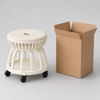 Tabouret de toilettage pour animaux USMILEPET avec espace pour l'animal sous la place de l'humain, siège mobile à deux niveaux avec roulettes, chaise de toilettage pour animaux