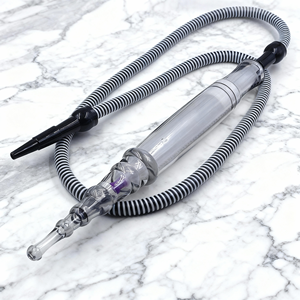 Tuyaux de chicha en plastique rayés argentés et noirs pour tuyau à eau, accessoires de fumage pour bar, vente en gros - Product Image 1