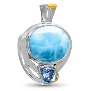 Collar con Colgante de Larimar Azul Natural de Plata de Ley 925 al por Mayor - Product Image 1