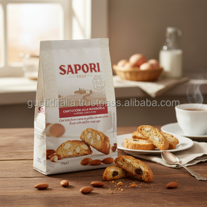 Sapori Almond <b>Chocolate</b> Flavored Sweet Sugar Wafer Cantuccini Cookies Semi-Hard Texture 12-Month Shelf Life Certified HACCP/IFS - Product Image 2