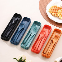 Ensemble de couverts en paille de blé écologique, couteau, cuillère, fourchette, couverts réutilisables en plastique pour enfants, voyage, camping, pique-nique
