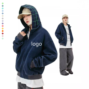 Automne et hiver sweat à capuche zippé à deux carreaux personnalisé pour hommes et femmes 420g lavage lourd à manches longues tissu imprimé mode - Product Image 1