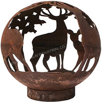 Sphère de feu en acier Corten, sphère de dragon, décoration de foyer, boule de feu