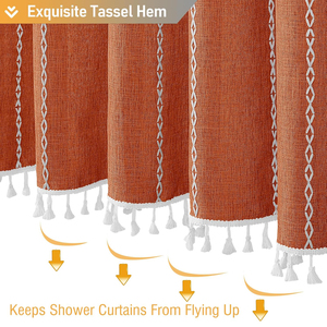 CF ensemble <span class=keywords><strong>de</strong></span> rideaux <span class=keywords><strong>de</strong></span> bain modernes <span class=keywords><strong>de</strong></span> luxe Boho personnalisés imperméable coton lin épais <span class=keywords><strong>rideau</strong></span> <span class=keywords><strong>de</strong></span> <span class=keywords><strong>douche</strong></span> lesté gland pour salle <span class=keywords><strong>de</strong></span> bain - Product Image 6