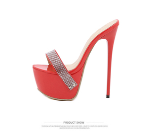 Chaussures pour femmes à talon fin, vente chaude, sandales sexy simples à talon haut avec strass, stock disponible - Product Image 6