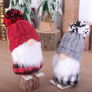 Poupée en peluche <span class=keywords><strong>Père</strong></span> Noël Mini décoration de Noël avec tenue à carreaux rouge noir et longue <span class=keywords><strong>barbe</strong></span> blanche pour arbre de Noël - Product Image 4