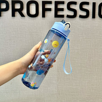 Bouteille d'eau pour enfants de 750 ml sans BPA, à boire directement en extérieur, anti-fuite, avec paille, lavable au lave-vaisselle, pour la rentrée scolaire