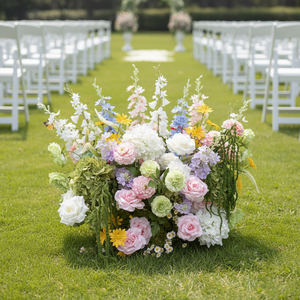 Arreglo Floral Personalizado para Boda de Primavera, Camino de Flores Artificiales con Rosas Rosadas Claras e Hortensias Verdes para Decoración de Fiestas - Product Image 1