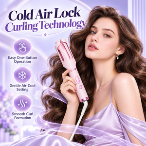 3 Temperature Levels <b>Hair</b> Curler Digital <b>Hair</b> <b>Styling</b> <b>Tool</b> 160 C 180 C 200 C Pink Heated Curling Iron - Product Image 5