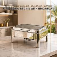 Chauffe Plat Buffet Marmite Chauffante en Acier Inoxydable avec Couvercle et Support pour Restaurant Hôtel Traiteur